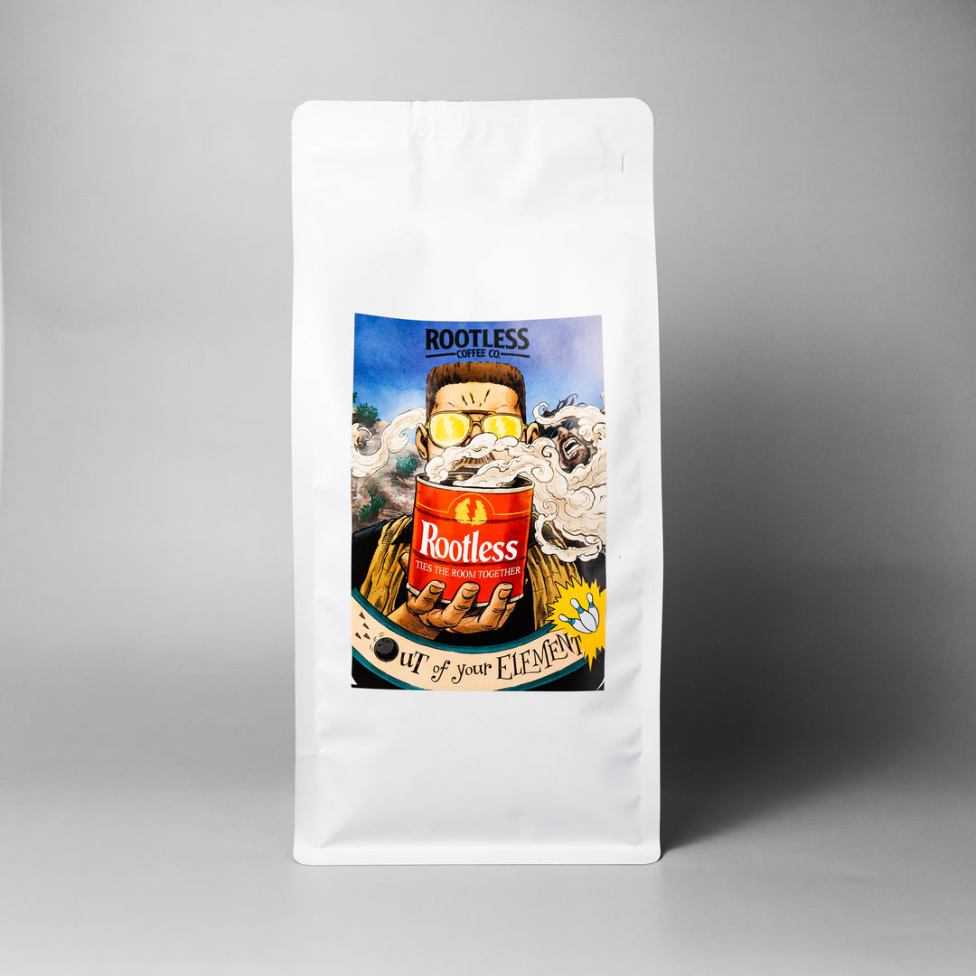 Bag of medium roast coffee from Costa Rica with notes of Chocolate, Fruity