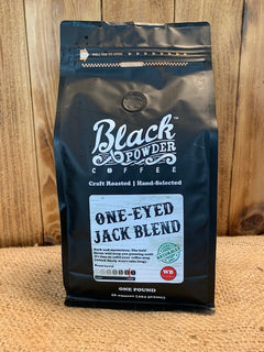 One-Eyed Jack Blend bag on burlap against wood