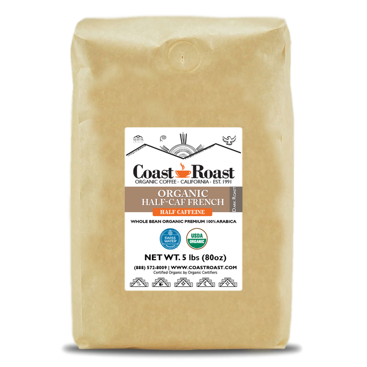 Organic Swiss Water Half-Caf French Whole Bean Coffee
