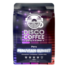 Front of Disco Peruvian Sunset coffee bag