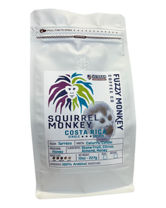 Fuzzy Monkey Squirrel Monkey Costa Rica Coffee — front of Fuzzy Monkey Squirrel Monkey Costa Rica bag