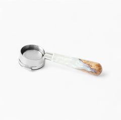 Walnut and resin handle bottomless espresso portafilter