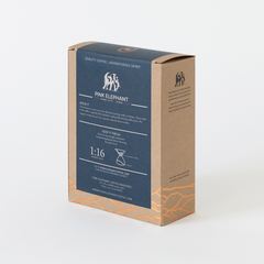 Angled rear view of the Pink Elephant Roam Roast package