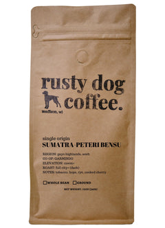 Rusty Dog Sumatra Peteri Bensu Full City+ Roast — front package, image 1