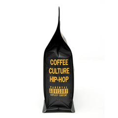 Side of Dope coffee bag reading Coffee Culture Hip Hop