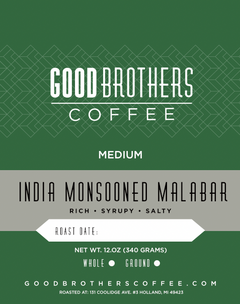India Monsooned Malabar Coffee by Good Brothers Coffee LLC. — coffee package, image 1 of 4