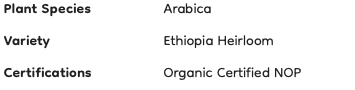 Ethiopia Kayon Mountain Organic G1 Natural GREEN BEANS -