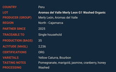 Peru Merly León Organic Washed Coffee — additional product image