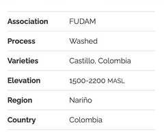 Colombia Nariño coffee roast and brewing detail
