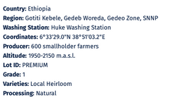 Ethiopia Gedeb Huke light roast information