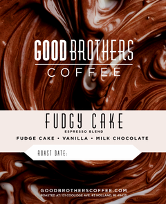 Fudgy Cake Espresso Blend — coffee bag front