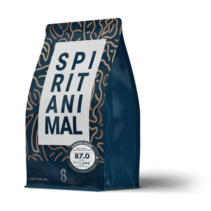 Bag of dark roast coffee from Origin Unknown with notes of Fruity, Floral