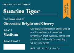 East View Sunrise Tiger medium-roast retail packaging