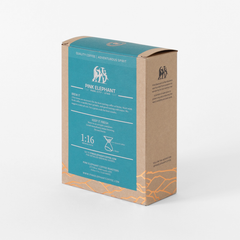 Angled rear view of the Pink Elephant Tanzania Peaberry package