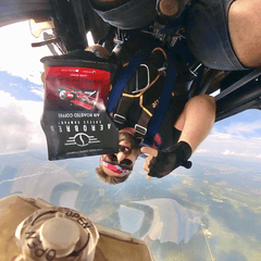 Aerobatic Blend bag held in an aircraft cockpit