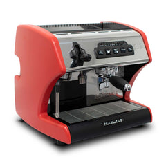 La Spaziale Mini Vivaldi II Espresso Machine, red finish, side view
