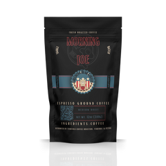 Freedom Bear Morning Joe Medium Roast Coffee bag with red Morning Joe lettering