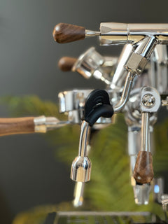 Turin Gallatin espresso machine — group and portafilter-area detail 6