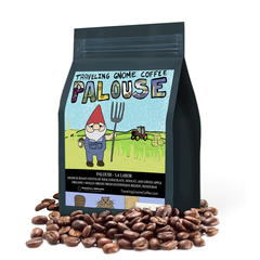 Traveling Gnome Palouse coffee bag with farm landscape