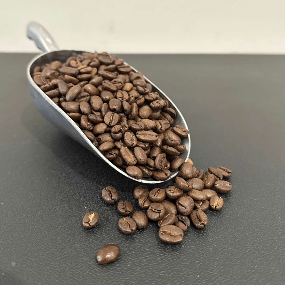 Bag of dark roast coffee from Blend with notes of Chocolate