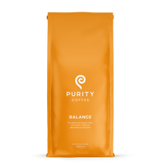 Purity BALANCE Two-Thirds Decaf Whole Bean Coffee — front of 5 lb coffee bag