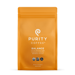 Purity BALANCE Two-Thirds Decaf Whole Bean Coffee — front of whole-bean coffee bag