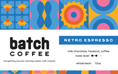 Retro Espresso label listing milk chocolate, hazelnut and toffee notes