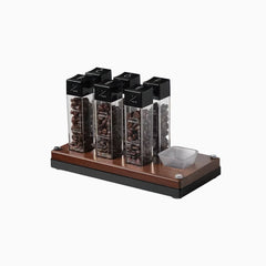 Lab-style coffee bean storage container detail