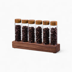 Lab-style coffee bean storage container detail