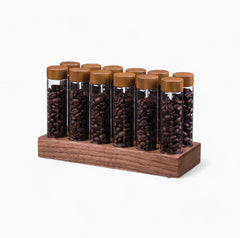 Lab-style coffee bean storage container detail