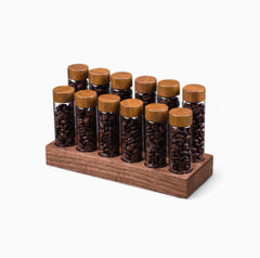 Lab-style coffee bean storage container detail