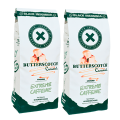 Two Butterscotch Caramel coffee bags