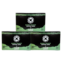 Three stacked Dark Roast coffee-cup boxes