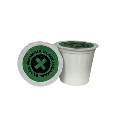Black Insomnia Dark Roast pod showing green lid
