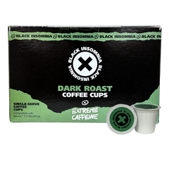 Dark Roast coffee-cup box with green branding