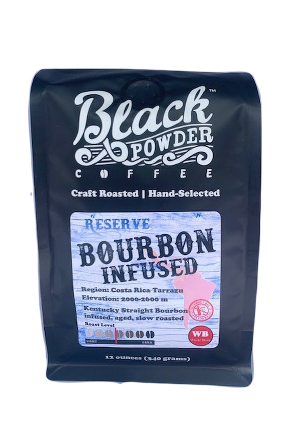 Bag of specialty roast coffee from Costa Rica with notes of Rich Flavors