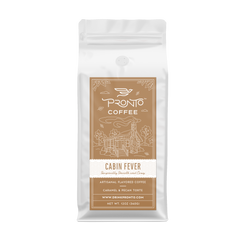 Cabin Fever caramel pecan flavored coffee bag front
