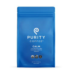 Purity CALM Water-Process Decaf Whole Bean Coffee — front of whole-bean coffee bag