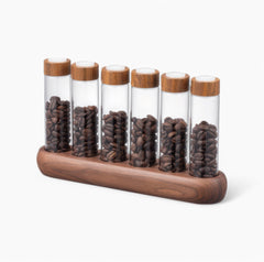 Lab-style coffee bean storage rack component