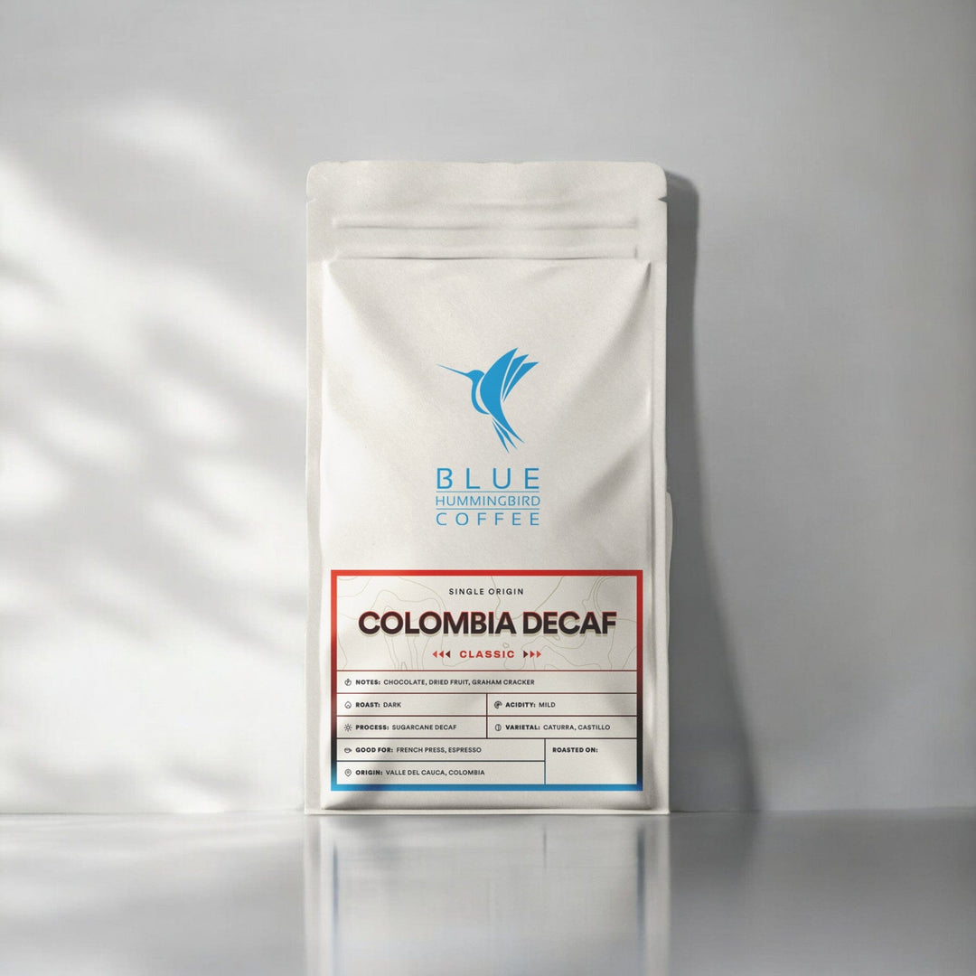 Bag of specialty roast coffee from Colombia, Nariño with notes of Chocolate, Fruity