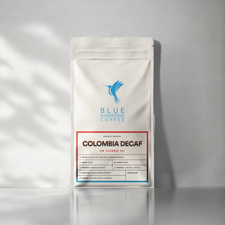 Bag of specialty roast coffee from Colombia, Nariño with notes of Chocolate, Fruity