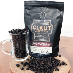 Clout Single Malt Whisky Coffee Sample 4 oz — barrel-aged coffee presentation