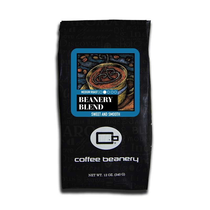 Bag of medium roast coffee from Blend with notes of Chocolate