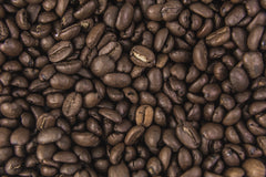 Roasted coffee beans viewed from above