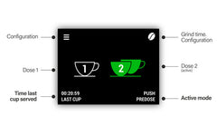Compak Bolt touchscreen diagram showing Predose mode controls