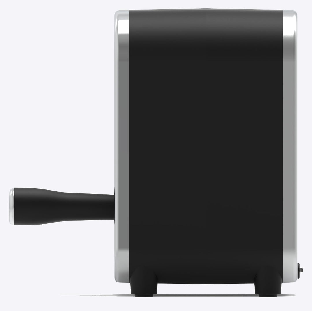 Compak Cube Tamp side profile with portafilter inserted