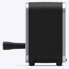 Compak Cube Tamp side profile with portafilter inserted