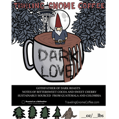 Dark Love label featuring black-and-white cup artwork