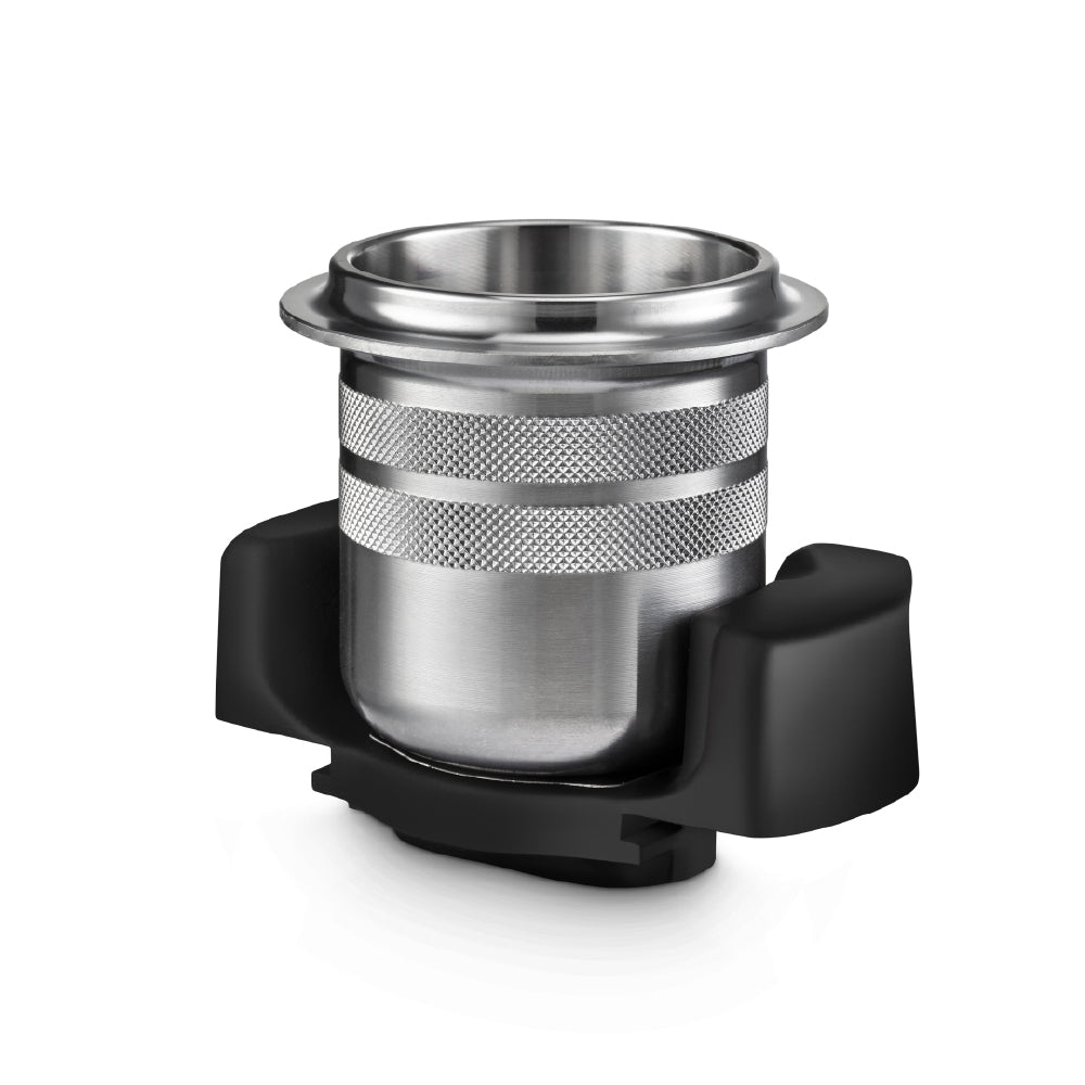 Mazzer Mini G dosing cup and holder close-up