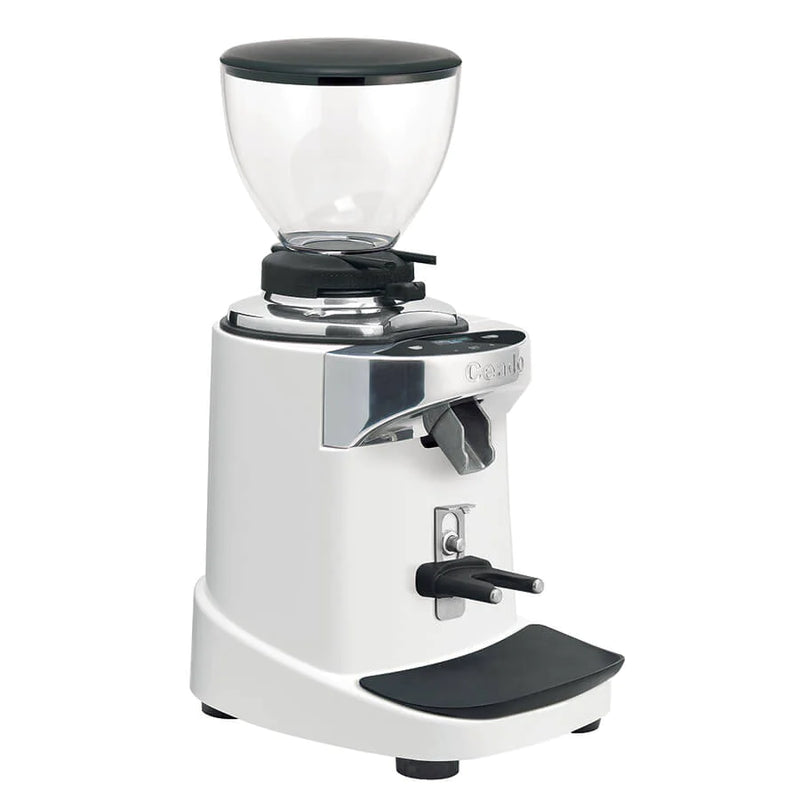 Ceado E37J 64mm espresso grinder in white, three-quarter view